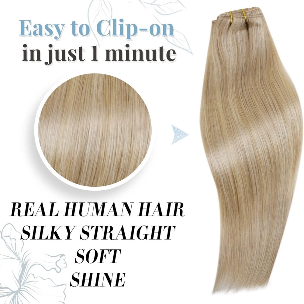 14 Inch 120g 7PCS Thick Ends Double Weft Human Hair Clip in Extensions - Picture 2 of 5